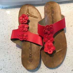 Red Floral Sandals